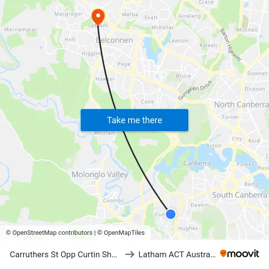 Carruthers St Opp Curtin Shops to Latham ACT Australia map