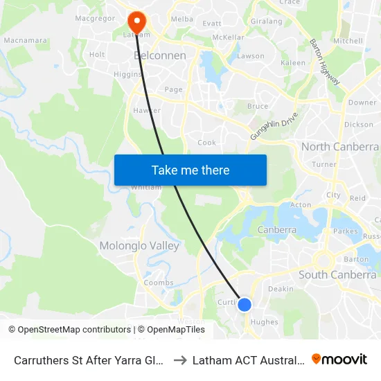 Carruthers St After Yarra Glen to Latham ACT Australia map