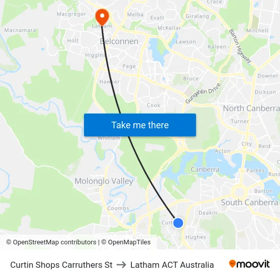 Curtin Shops Carruthers St to Latham ACT Australia map
