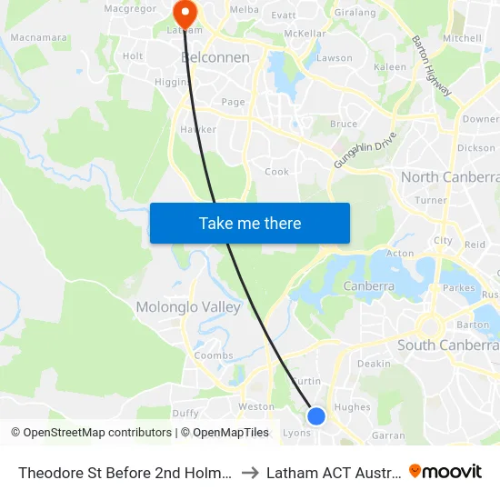 Theodore St Before 2nd Holman St to Latham ACT Australia map
