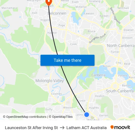 Launceston St After Irving St to Latham ACT Australia map