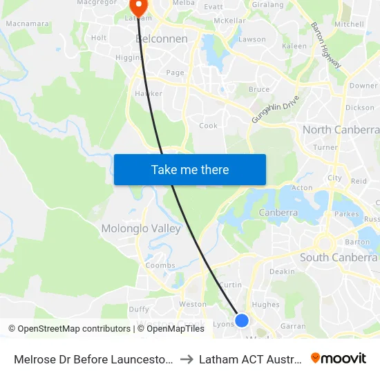 Melrose Dr Before Launceston St to Latham ACT Australia map