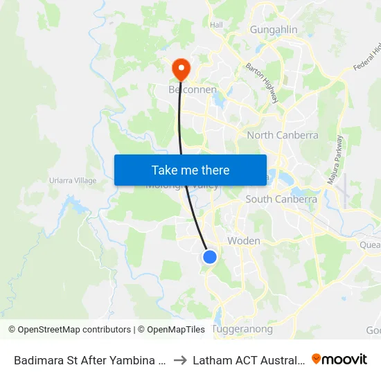 Badimara St After Yambina St to Latham ACT Australia map