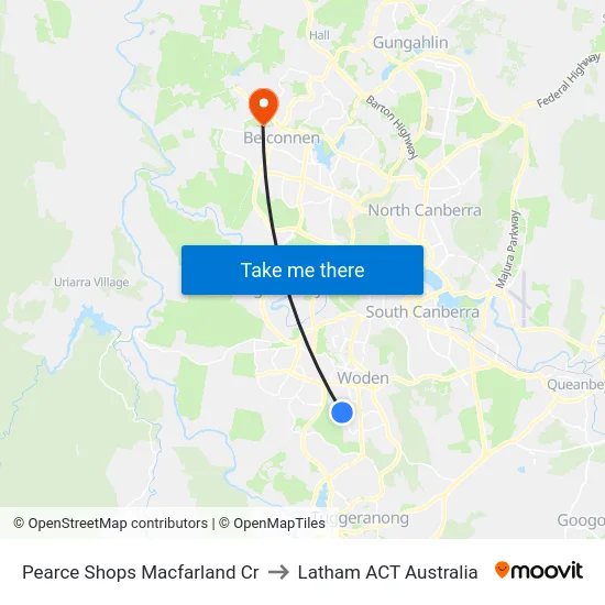 Pearce Shops Macfarland Cr to Latham ACT Australia map