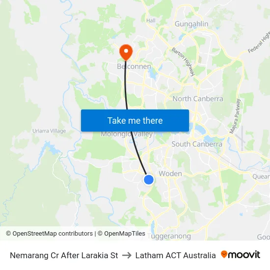 Nemarang Cr After Larakia St to Latham ACT Australia map