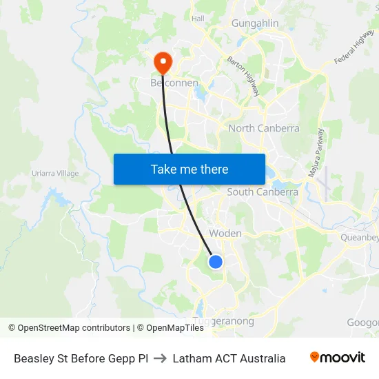 Beasley St Before Gepp Pl to Latham ACT Australia map
