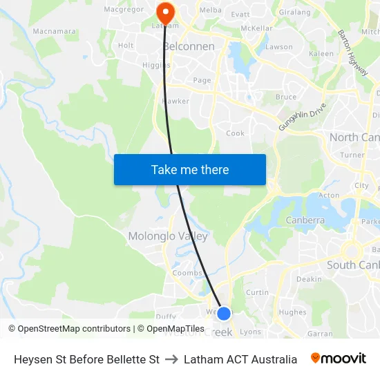 Heysen St Before Bellette St to Latham ACT Australia map