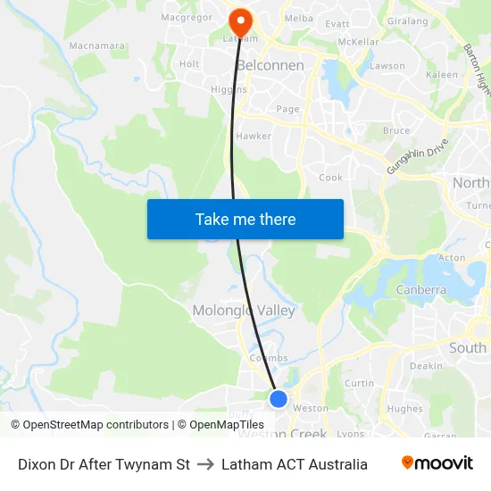Dixon Dr After Twynam St to Latham ACT Australia map