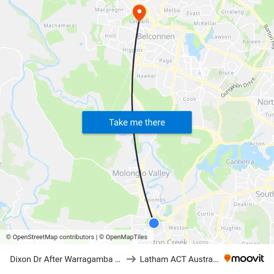 Dixon Dr After Warragamba Av to Latham ACT Australia map