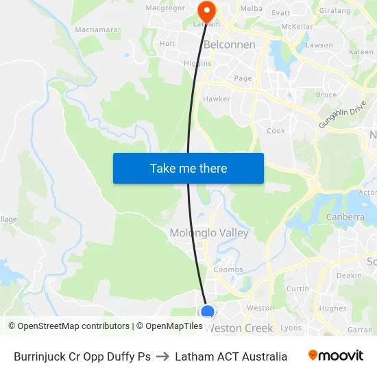 Burrinjuck Cr Opp Duffy Ps to Latham ACT Australia map