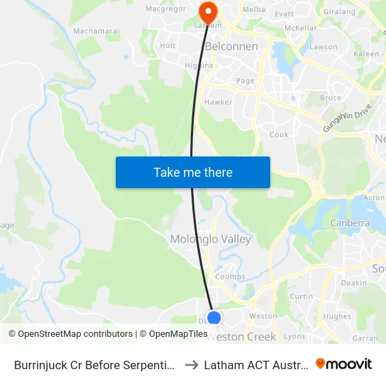 Burrinjuck Cr Before Serpentine St to Latham ACT Australia map