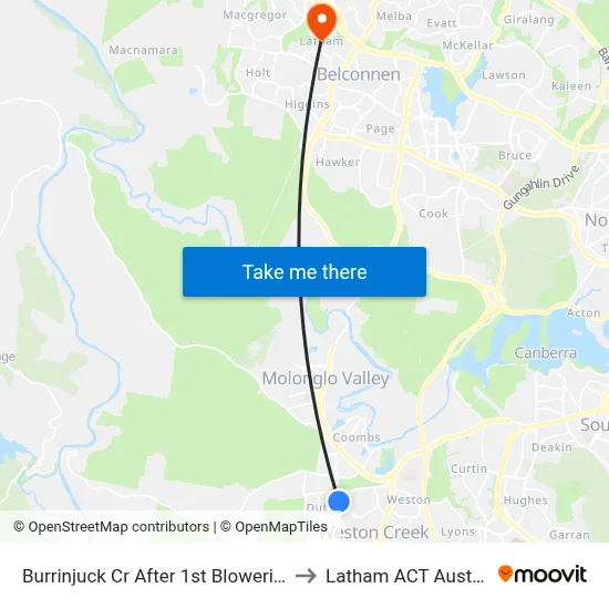 Burrinjuck Cr After 1st Blowering St to Latham ACT Australia map
