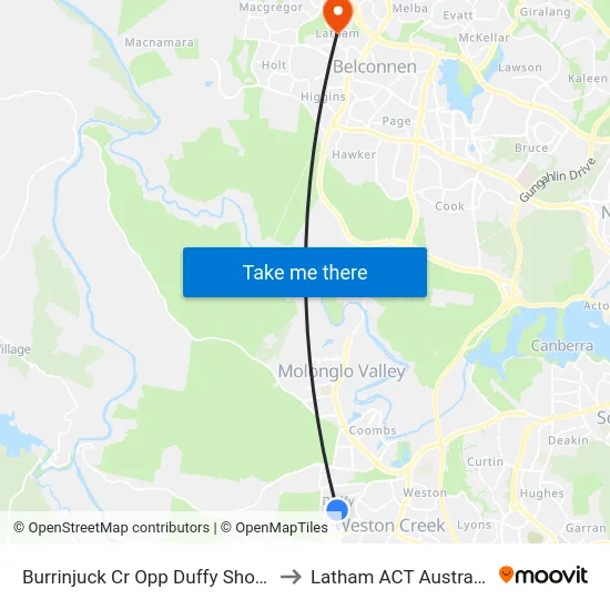 Burrinjuck Cr Opp Duffy Shops to Latham ACT Australia map