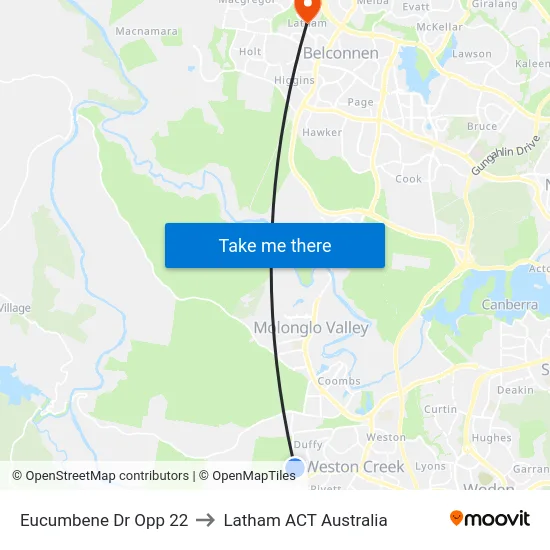 Eucumbene Dr Opp 22 to Latham ACT Australia map
