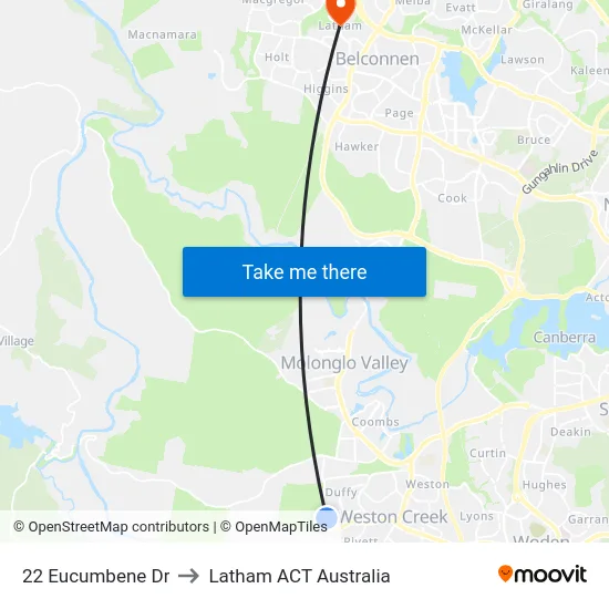 22 Eucumbene Dr to Latham ACT Australia map