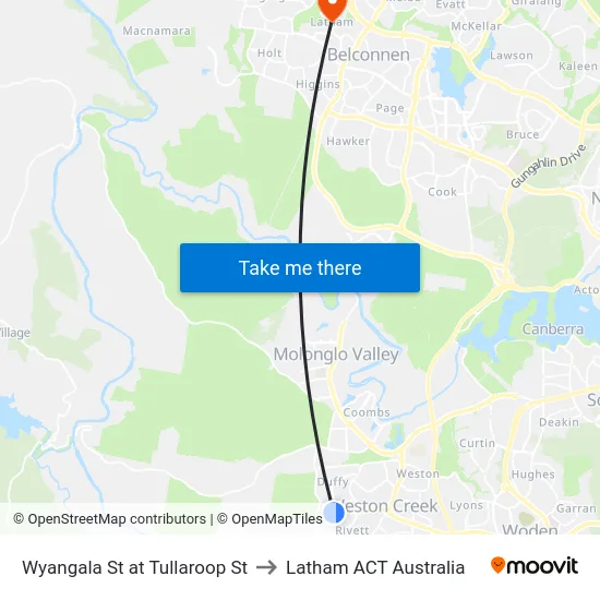 Wyangala St at Tullaroop St to Latham ACT Australia map