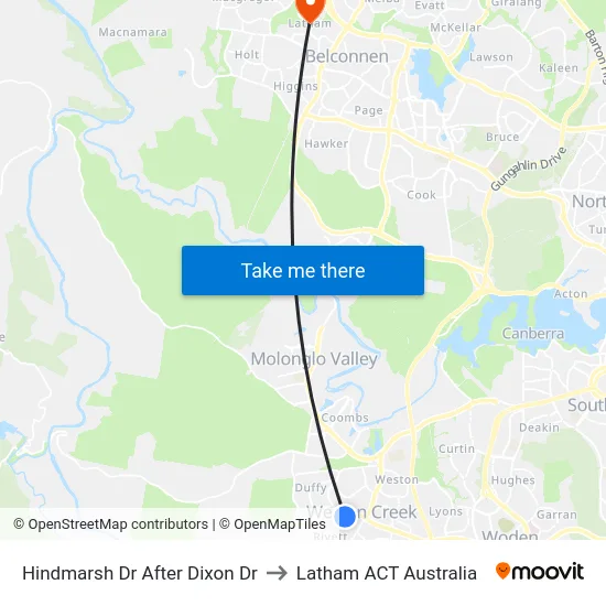 Hindmarsh Dr After Dixon Dr to Latham ACT Australia map