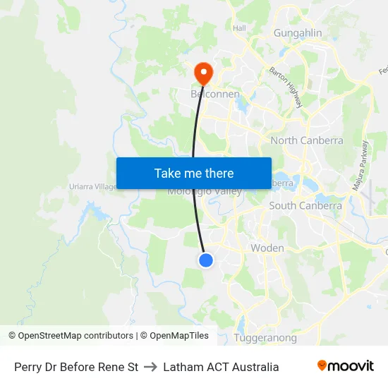 Perry Dr Before Rene St to Latham ACT Australia map