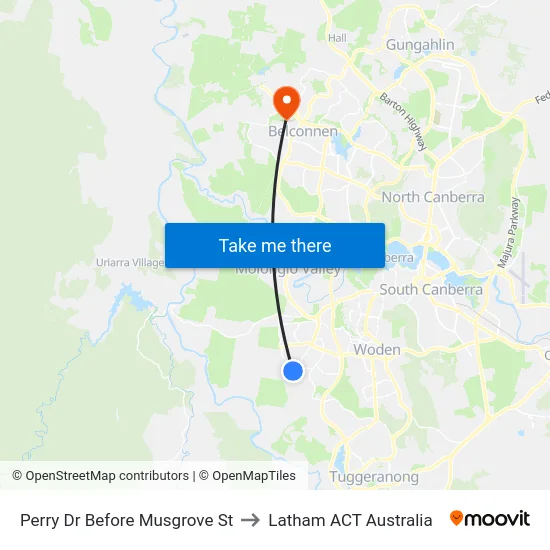 Perry Dr Before Musgrove St to Latham ACT Australia map