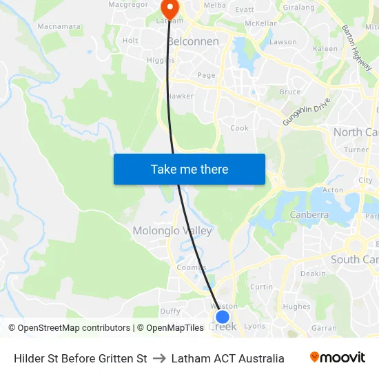 Hilder St Before Gritten St to Latham ACT Australia map
