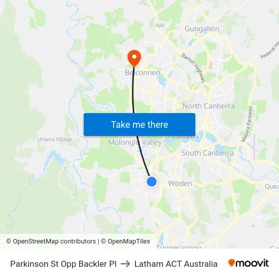 Parkinson St Opp Backler Pl to Latham ACT Australia map