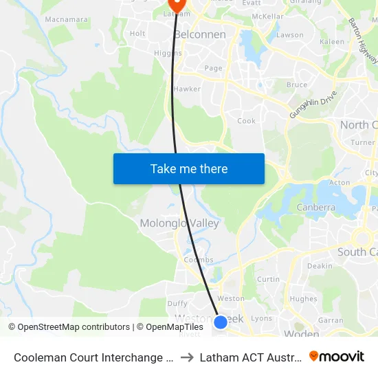 Cooleman Court Interchange Plt 1 to Latham ACT Australia map