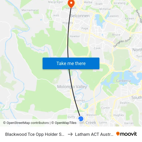 Blackwood Tce Opp Holder Shops to Latham ACT Australia map