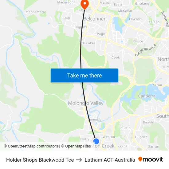 Holder Shops Blackwood Tce to Latham ACT Australia map