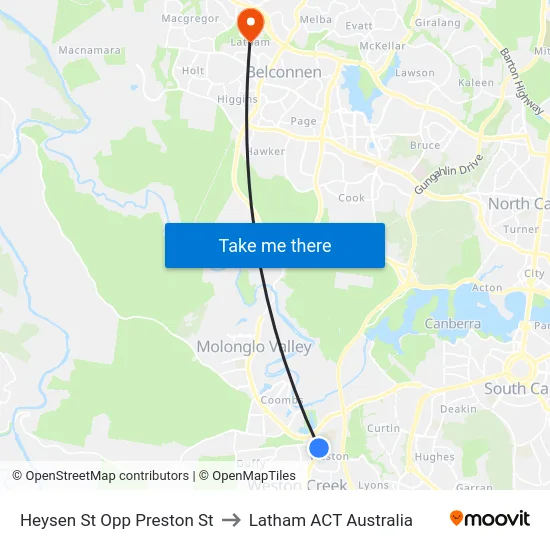Heysen St Opp Preston St to Latham ACT Australia map
