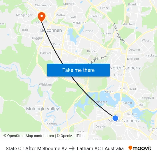 State Cir After Melbourne Av to Latham ACT Australia map