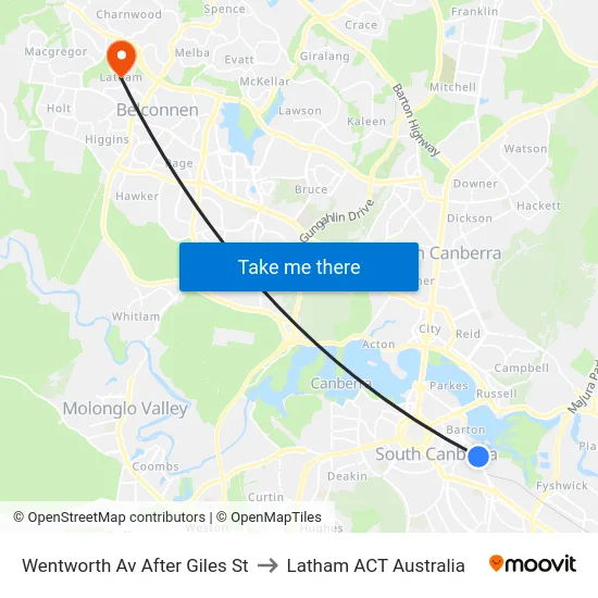 Wentworth Av After Giles St to Latham ACT Australia map