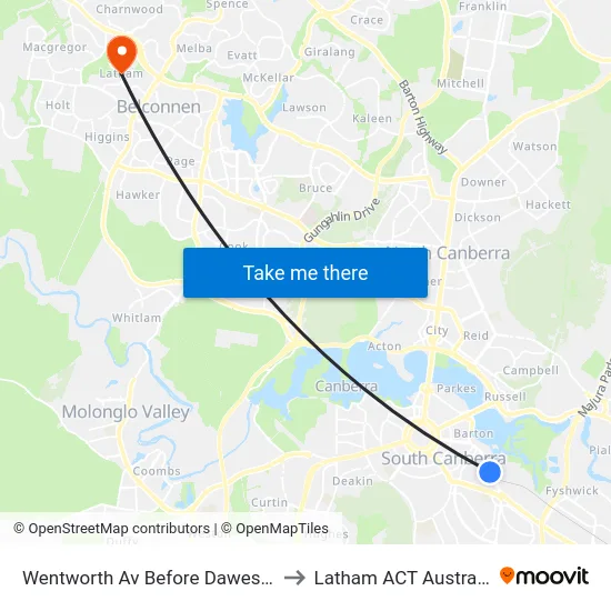 Wentworth Av Before Dawes St to Latham ACT Australia map