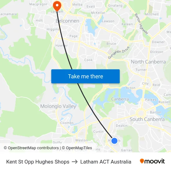 Kent St Opp Hughes Shops to Latham ACT Australia map