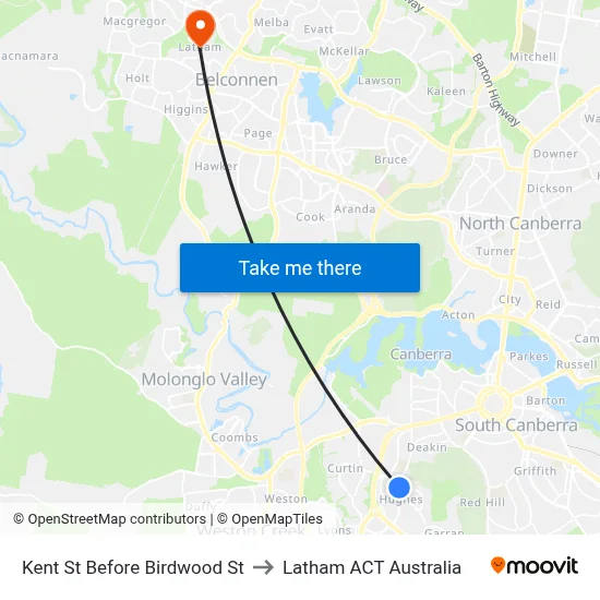 Kent St Before Birdwood St to Latham ACT Australia map