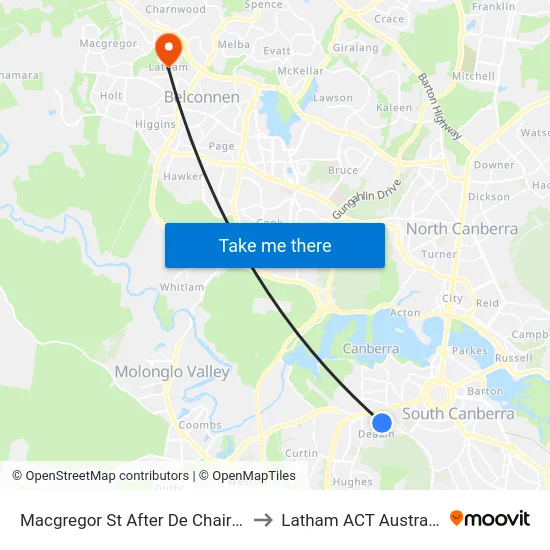 Macgregor St After De Chair St to Latham ACT Australia map