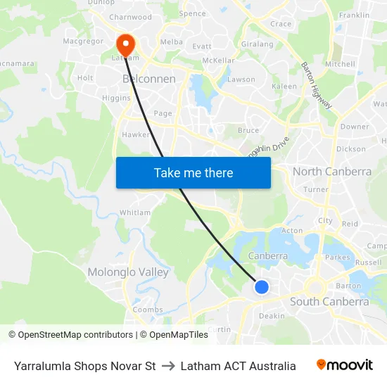 Yarralumla Shops Novar St to Latham ACT Australia map