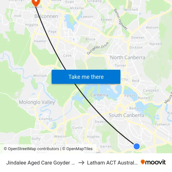 Jindalee Aged Care Goyder St to Latham ACT Australia map