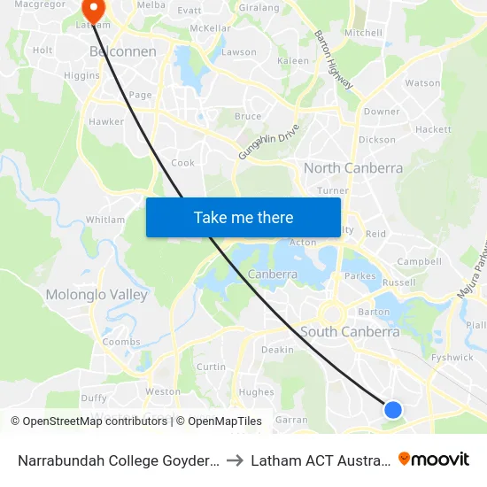 Narrabundah College Goyder St to Latham ACT Australia map