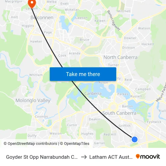 Goyder St Opp Narrabundah College to Latham ACT Australia map