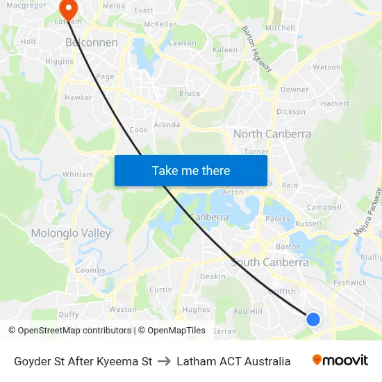 Goyder St After Kyeema St to Latham ACT Australia map