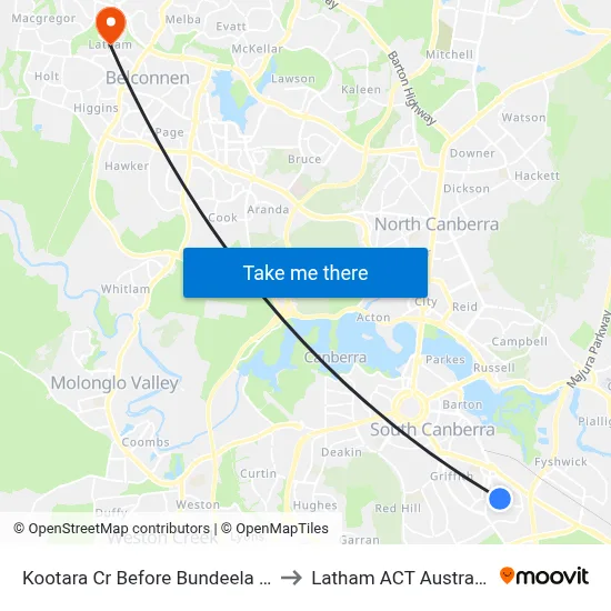 Kootara Cr Before Bundeela St to Latham ACT Australia map