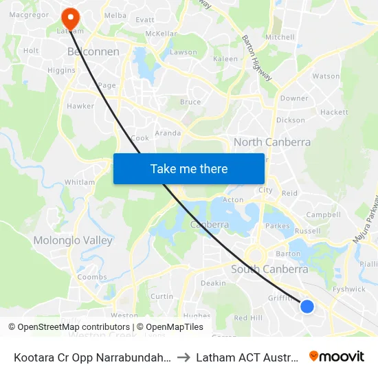 Kootara Cr Opp Narrabundah Ps to Latham ACT Australia map