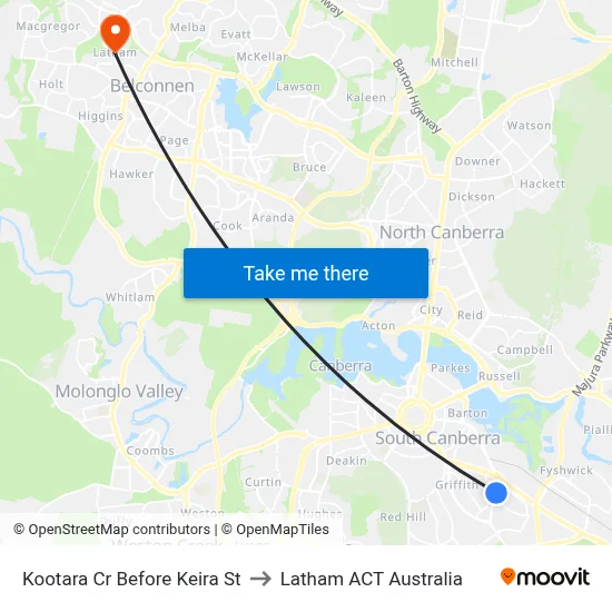 Kootara Cr Before Keira St to Latham ACT Australia map