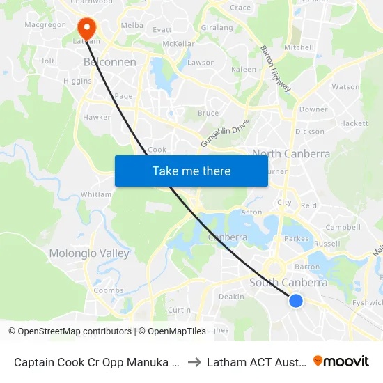 Captain Cook Cr Opp Manuka Shops to Latham ACT Australia map
