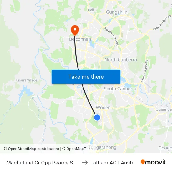 Macfarland Cr Opp Pearce Shops to Latham ACT Australia map
