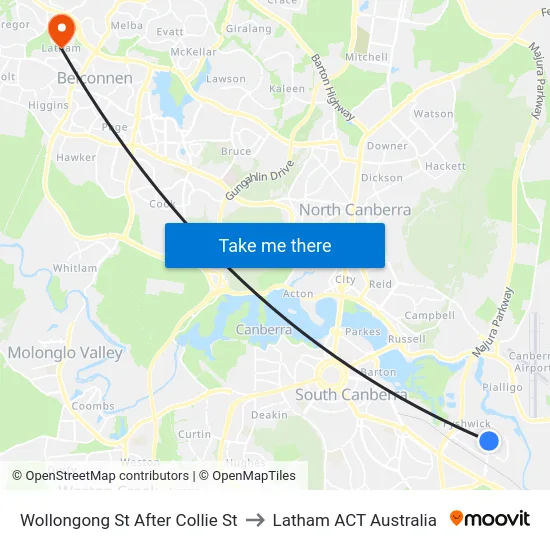 Wollongong St After Collie St to Latham ACT Australia map