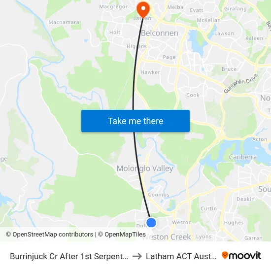 Burrinjuck Cr After 1st Serpentine St to Latham ACT Australia map