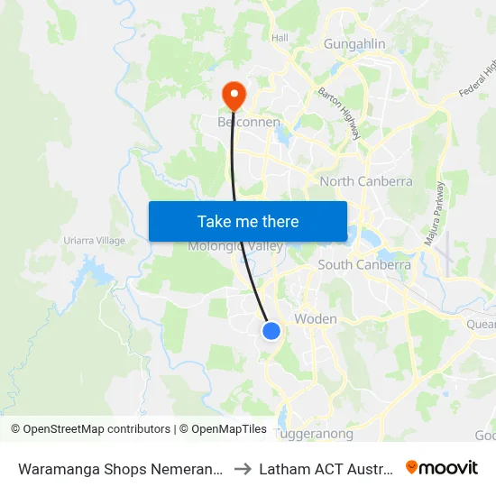 Waramanga Shops Nemerang Cr to Latham ACT Australia map