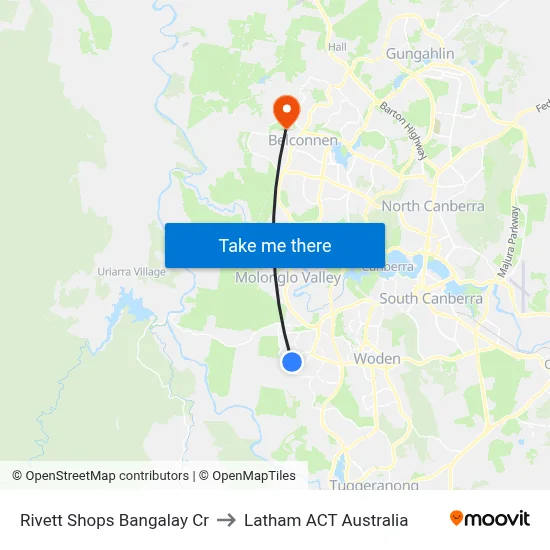 Rivett Shops Bangalay Cr to Latham ACT Australia map