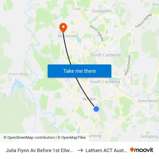 Julia Flynn Av Before 1st Ellwood Cr to Latham ACT Australia map